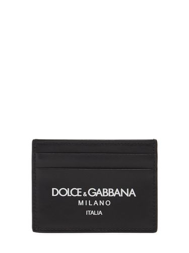 Printed Logo Leather Card Holder - DOLCE & GABBANA - Modalova