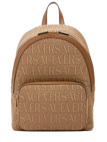 Mochila De Tela Y Piel Con Logo - VERSACE - Modalova