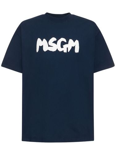 Logo Print Cotton Jersey T-shirt - MSGM - Modalova