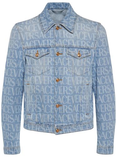 Giacca In Denim Di Cotone Monogram - VERSACE - Modalova