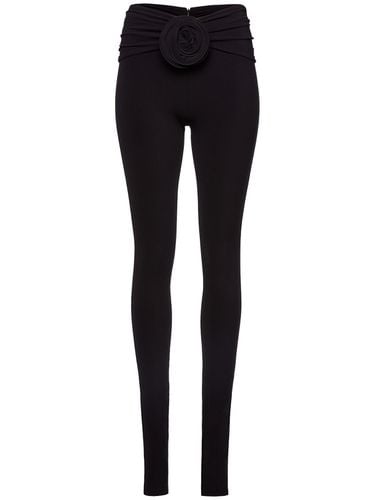 Leggings In Jersey Drappeggiato Con Rose - MAGDA BUTRYM - Modalova