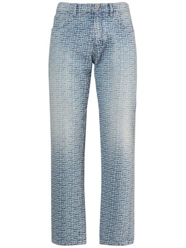 Jeans Aus Baumwolldenim Mit Monogrammjacquard - BALMAIN - Modalova