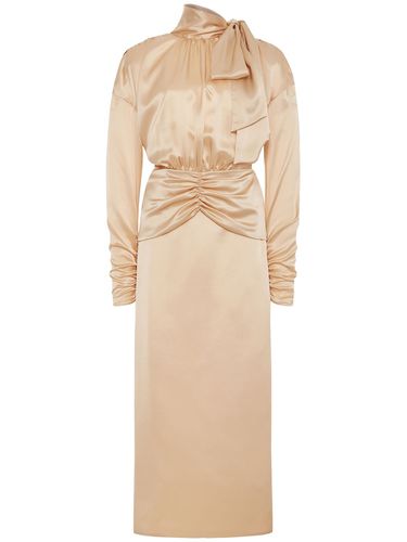 Open Back Silk Satin Midi Dress W/ Bow - ALESSANDRA RICH - Modalova