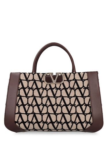 Bolso Tote Mediano Con V Logo De Piel - VALENTINO GARAVANI - Modalova