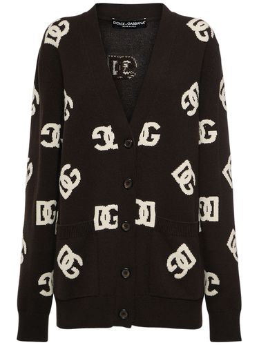 Cardigan In Maglia Con Logo Jacquard - DOLCE & GABBANA - Modalova