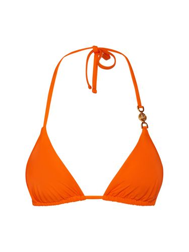 Top Bikini A Triangolo Con Logo In Metallo - VERSACE - Modalova