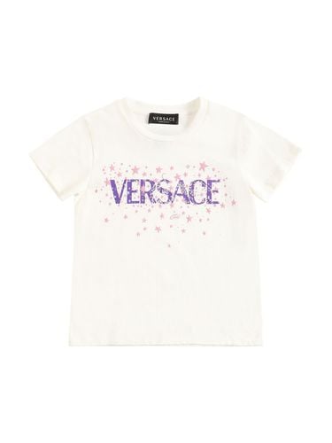 Camiseta De Jersey De Algodón Con Logo - VERSACE - Modalova