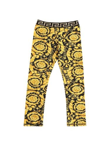 Leggings De Algodón Jersey Con Estampado - VERSACE - Modalova