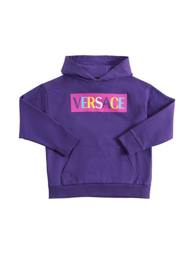 Sudadera De Algodón Con Capucha Y Logo Estampado - VERSACE - Modalova