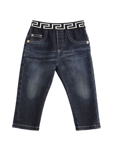 Jeans De Denim De Algodón Con Logo - VERSACE - Modalova