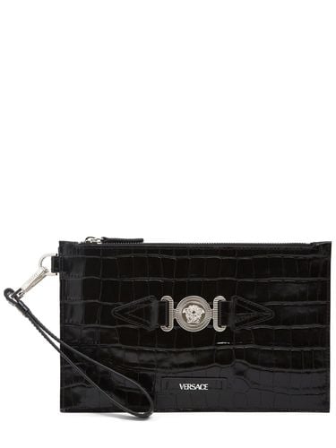 Croc Embossed Logo Pouch - VERSACE - Modalova