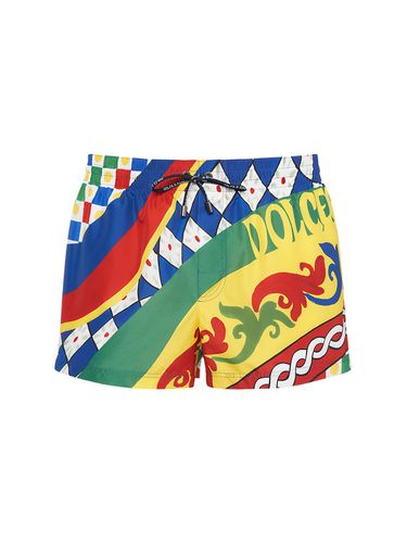 Shorts Mare In Nylon Stampato - DOLCE & GABBANA - Modalova