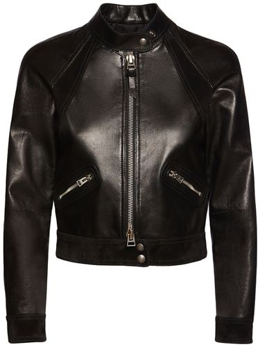 Giacca Cropped Biker In Camoscio E Pelle / Zip - TOM FORD - Modalova