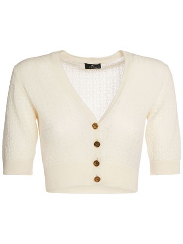 Openwork Wool Knit Crop Cardigan - ETRO - Modalova