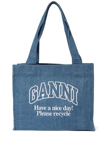 Large Easy Denim Tote Bag - GANNI - Modalova