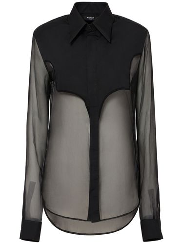 Camicia Western In Chiffon Di Seta - BALMAIN - Modalova