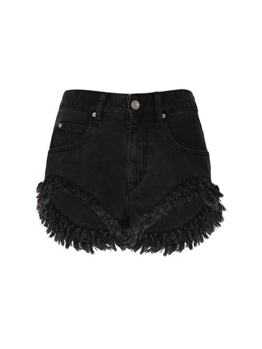 Eneidao Fringed Cotton Denim Shorts - ISABEL MARANT - Modalova