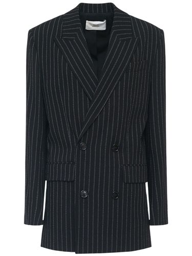 Pinstripe Double Breasted Wool Jacket - AMI PARIS - Modalova