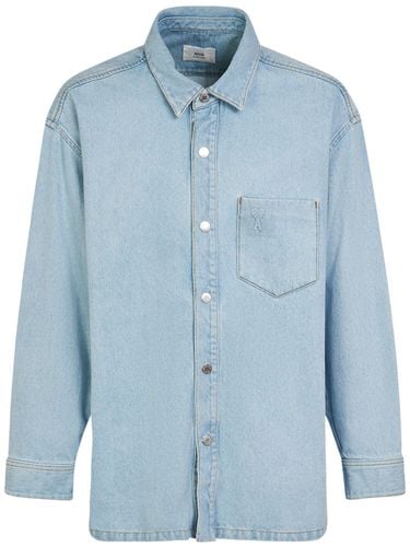 Oversized Cotton Denim Overshirt - AMI PARIS - Modalova