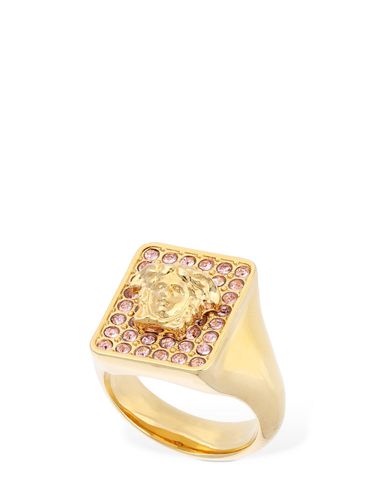 Anillo Cuadrado Con Cristales - VERSACE - Modalova