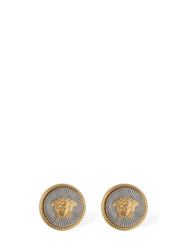 Medusa Coin Stud Earrings - VERSACE - Modalova