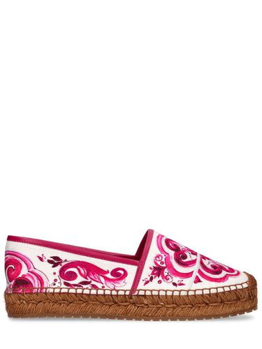 Espadrilles In Tela Stampa Maiolica 20mm - DOLCE & GABBANA - Modalova