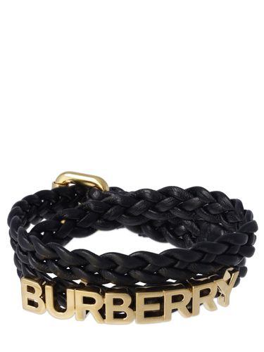 Bracciale In Pelle Intrecciata Con Logo - BURBERRY - Modalova