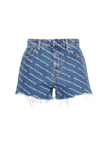 Shorts In Denim Di Cotone Con Logo - ALEXANDER WANG - Modalova