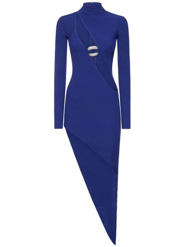 Rib Knit Cutout Embellished Mini Dress - DAVID KOMA - Modalova