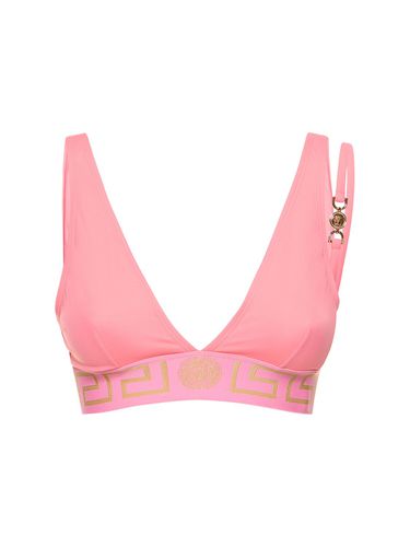 Top Bikini Con Logo E Laccino - VERSACE - Modalova