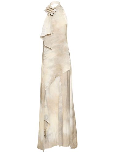 Asymmetric Satin Gown W/ Rose Appliqué - COPERNI - Modalova