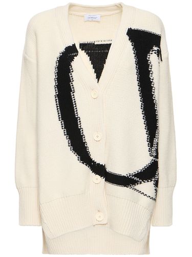 Ow Maxi Logo Wool Cardigan - OFF-WHITE - Modalova