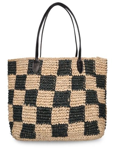 Franci Raffia & Leather Top Handle Bag - BEMBIEN - Modalova