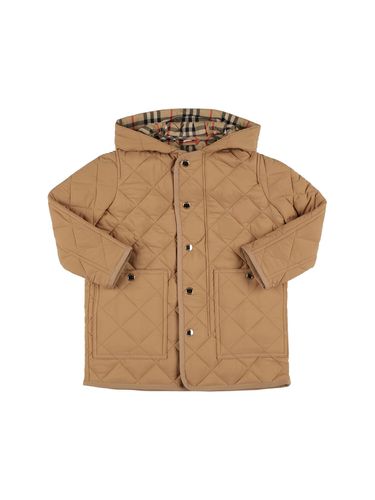 Chaqueta Larga Acolchada De Nylon Con Capucha - BURBERRY - Modalova