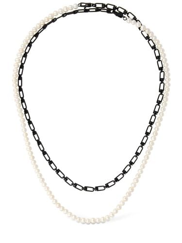 Chain & Pearl Double Reine Necklace - EÉRA - Modalova