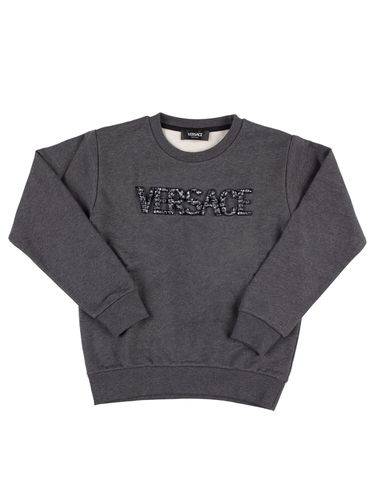 Sudadera De Algodón Con Logo Bordado - VERSACE - Modalova