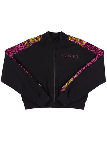 Sudadera Corta De Algodón Con Logo Bordado - VERSACE - Modalova