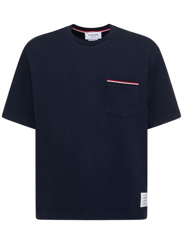 T-shirt Aus Baumwolljersey Mit Streifenborte - THOM BROWNE - Modalova