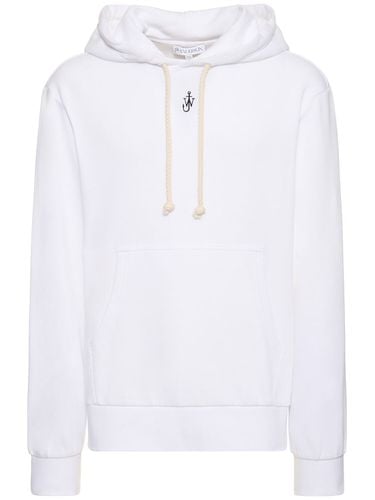 Logo Embroidery Cotton & Silk Hoodie - JW ANDERSON - Modalova