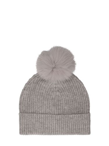 Gorro Beanie De Punto De Cashmere Con Pompón - YVES SALOMON ENFANT - Modalova