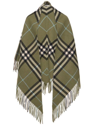 Giant Check Fringed Wool Shawl - BURBERRY - Modalova