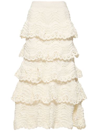 Scalloped Cotton Crochet Midi Skirt - OSCAR DE LA RENTA - Modalova