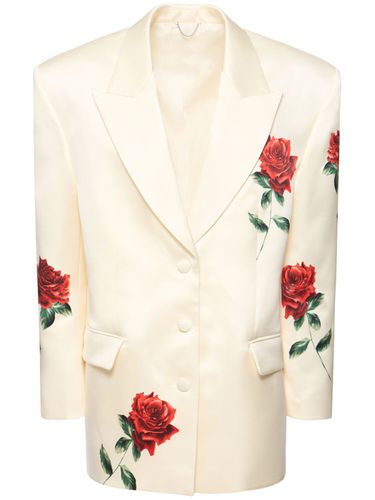 Blazer Rose In Raso Di Misto Seta Con Stampa - MAGDA BUTRYM - Modalova