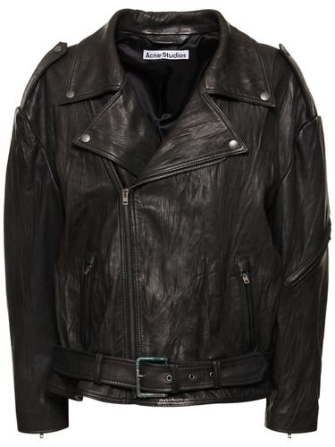 Chaqueta Biker Oversize De Piel - ACNE STUDIOS - Modalova