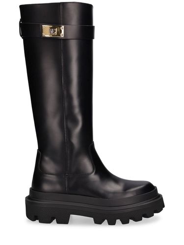 Mm Hohe Stiefel Aus Leder - DOLCE & GABBANA - Modalova