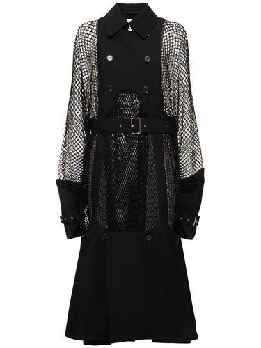 Wool & Mohair Net Belted Midi Coat - NOIR KEI NINOMIYA - Modalova