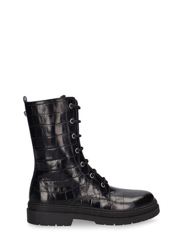 Botas Biker De Piel - VERSACE - Modalova