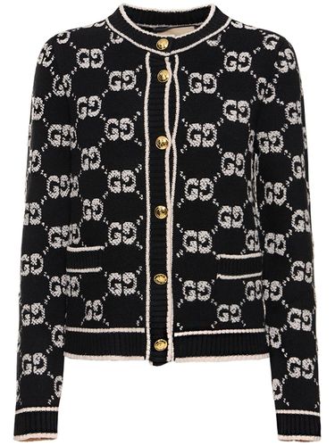 Cardigan Aus Wolle Mit Gg-intarsien - GUCCI - Modalova