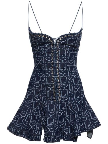 Monogram Logo Denim Corset Minidress - LUDOVIC DE SAINT SERNIN - Modalova