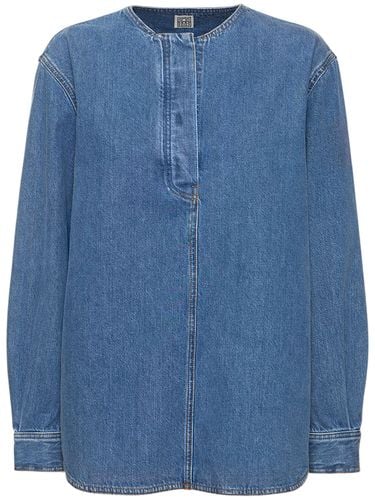 Collarless Cotton Denim Shirt - TOTEME - Modalova